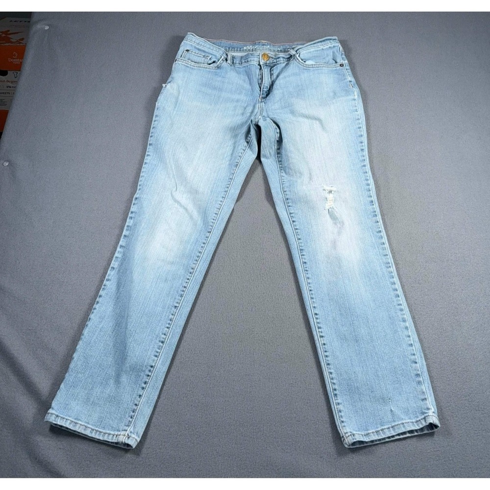Eddie Bauer Women's Boyfriend Slim Blue Jeans‎ Size 10 Distressed Good Cond!